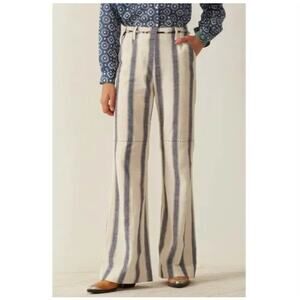 B51 Alix Of Bohemia Charlie Harbor Stripe Flare Pants Large Wide Leg Retro 70s